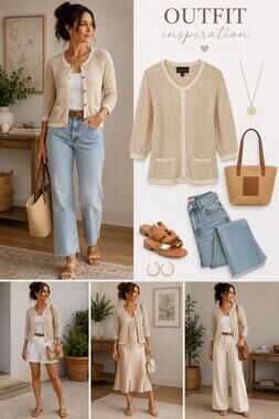 Anthropologie Guinevere XS Linen Blend Metallic Knit Cardigan Cream Beige